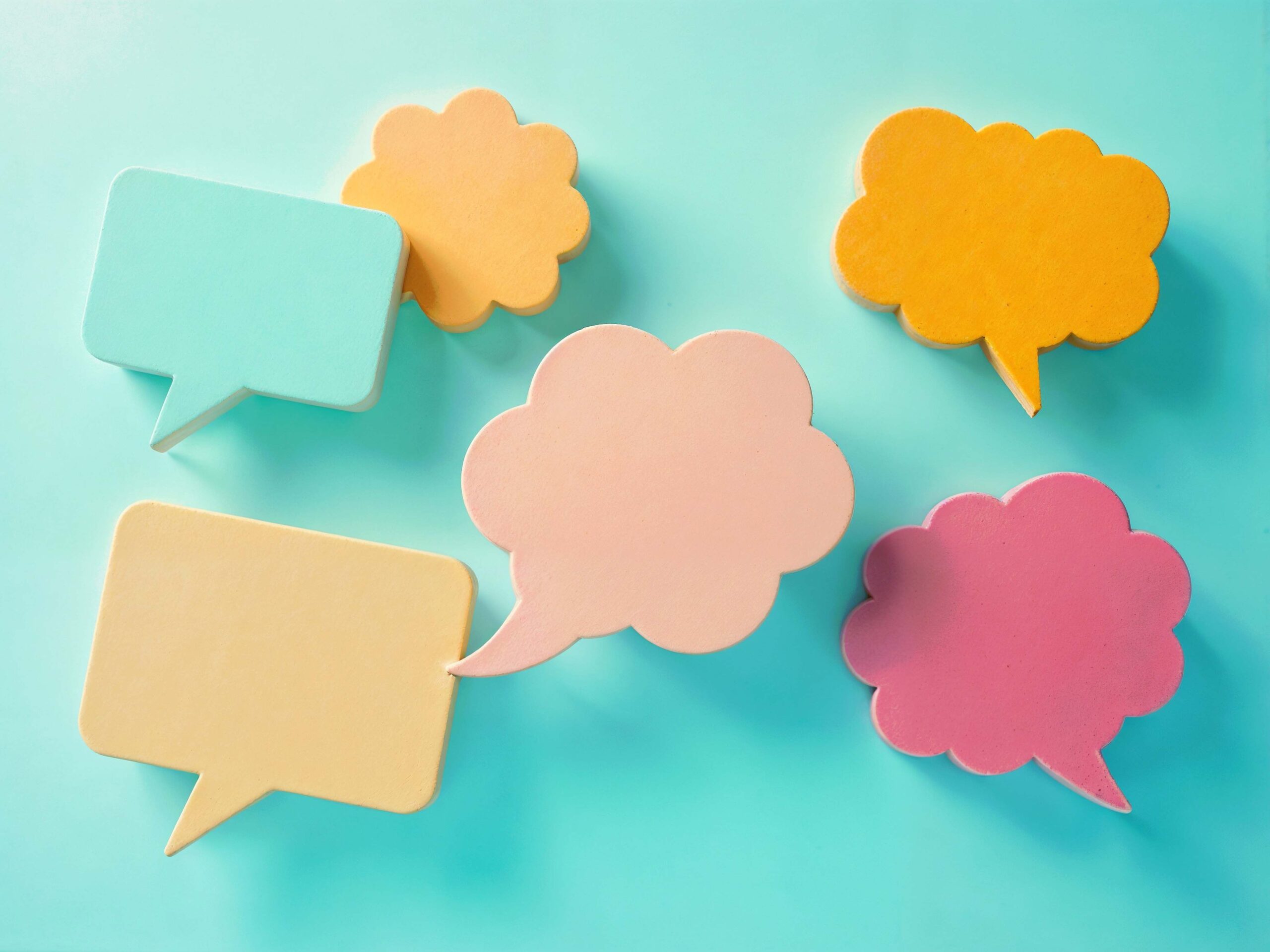 Speech bubbles representing AI chat conversations and brand mentions